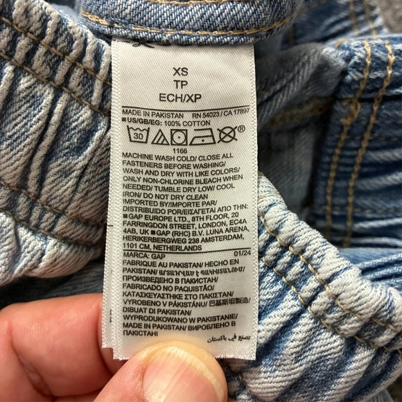 Gap Denim Easy Jeans Womens Cargo Size XS Blue Pull On Elastic Waist Mid Rise - Picture 7 of 9